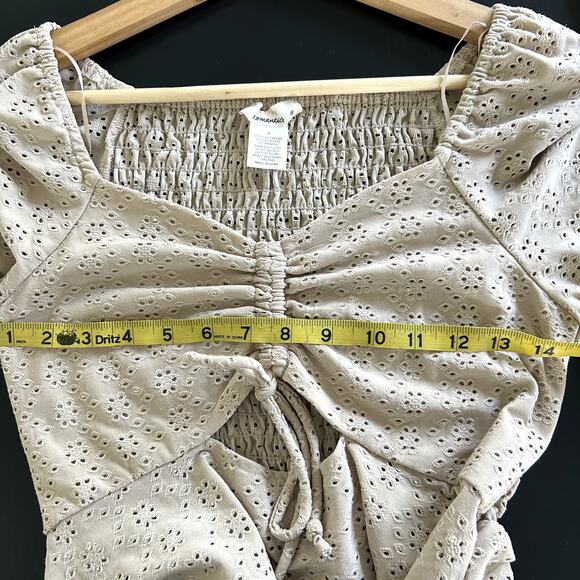 Urban Romantics Eyelet Cropped Top - Small - Cottagecore Y2K Milkmaid Coquette - Picture 6 of 7